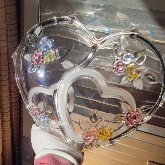 Vintage Lead Crystal Mikasa Heart Shaped Bowl Double Hearts - Picture 9 of 16